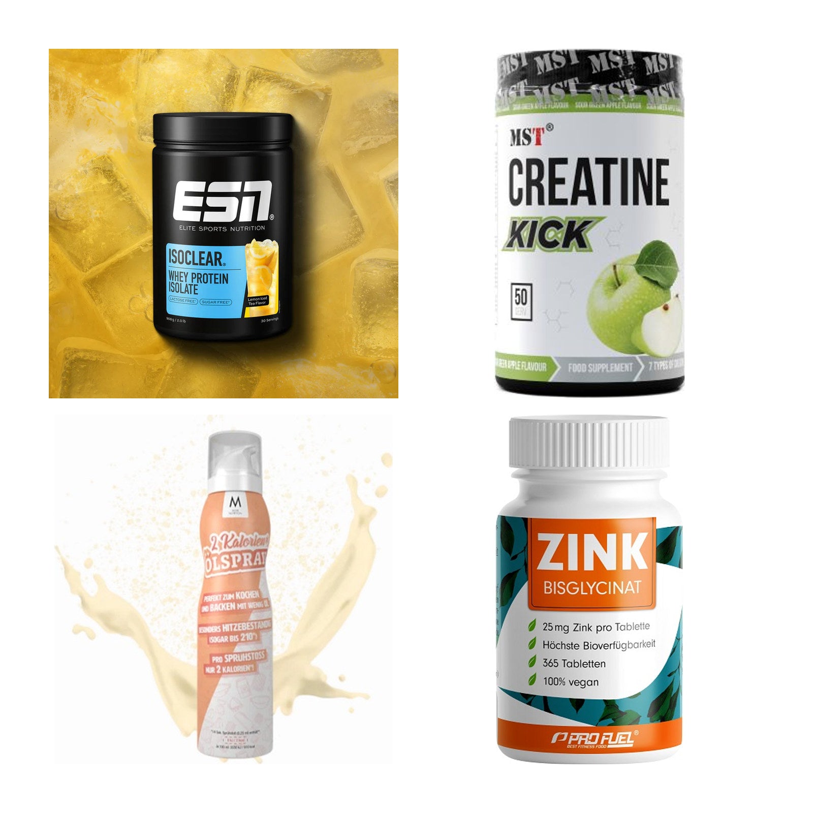 Wettkampfvorbereitung: ESN ISOCLEAR + MST Creatine + 2 weitere – alle enthaltenen Artikel