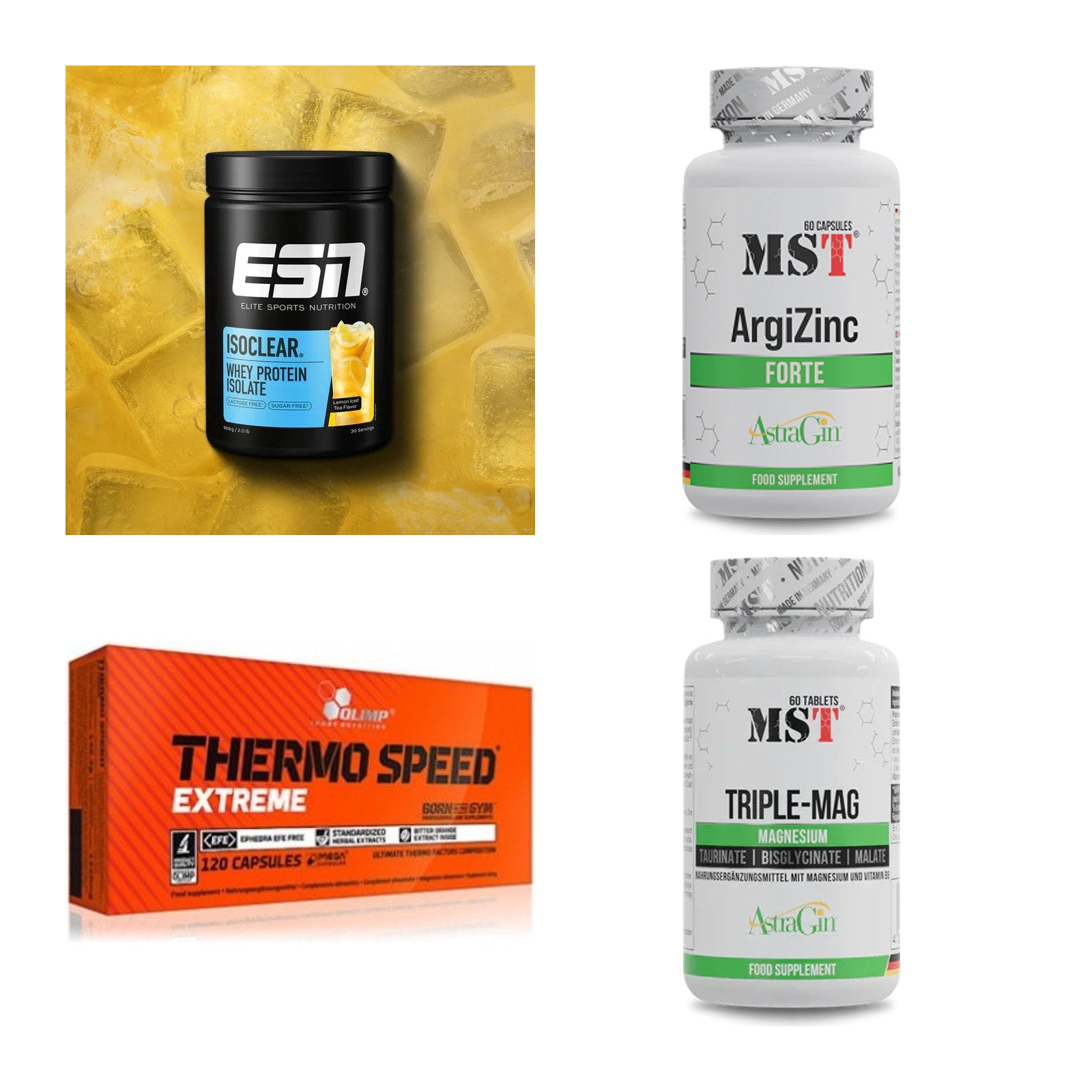 Wettkampfvorbereitung: ESN ISOCLEAR + MST ArgiZinc + 2 weitere – alle enthaltenen Artikel