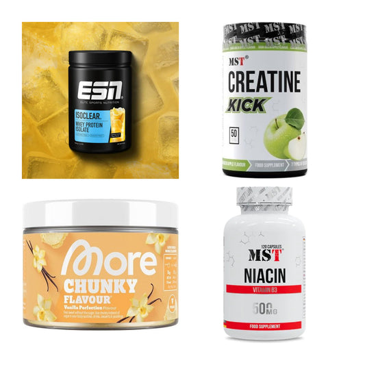 Wettkampfvorbereitung: ESN ISOCLEAR + MST Creatine + 2 weitere – alle enthaltenen Artikel