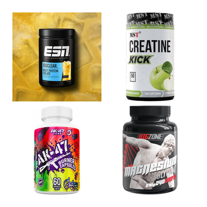 Wettkampfvorbereitung: ESN ISOCLEAR + MST Creatine + 2 weitere – alle enthaltenen Artikel