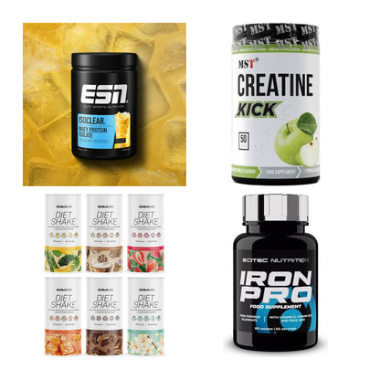Wettkampfvorbereitung: ESN ISOCLEAR + MST Creatine + 2 weitere – alle enthaltenen Artikel