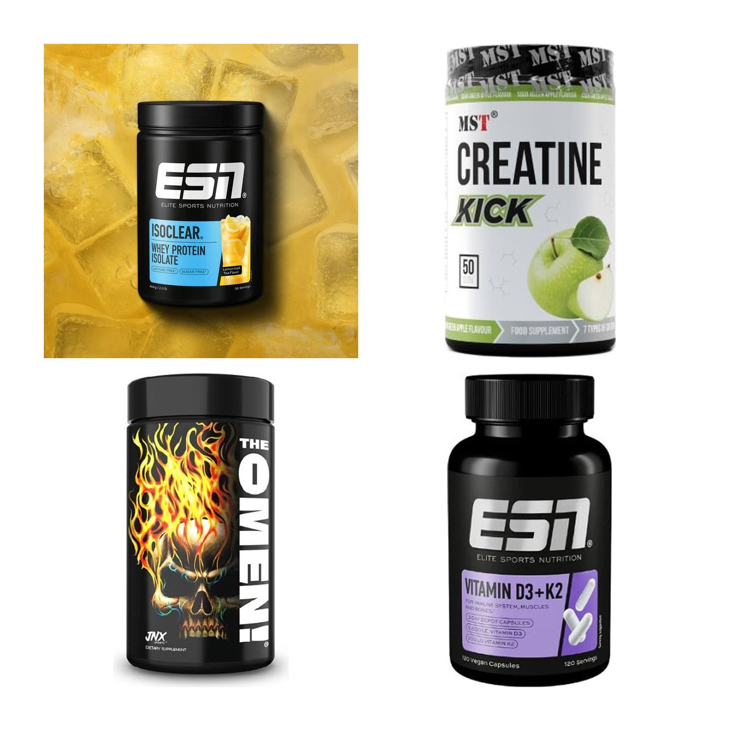 Wettkampfvorbereitung: ESN ISOCLEAR + MST Creatine + 2 weitere – alle enthaltenen Artikel