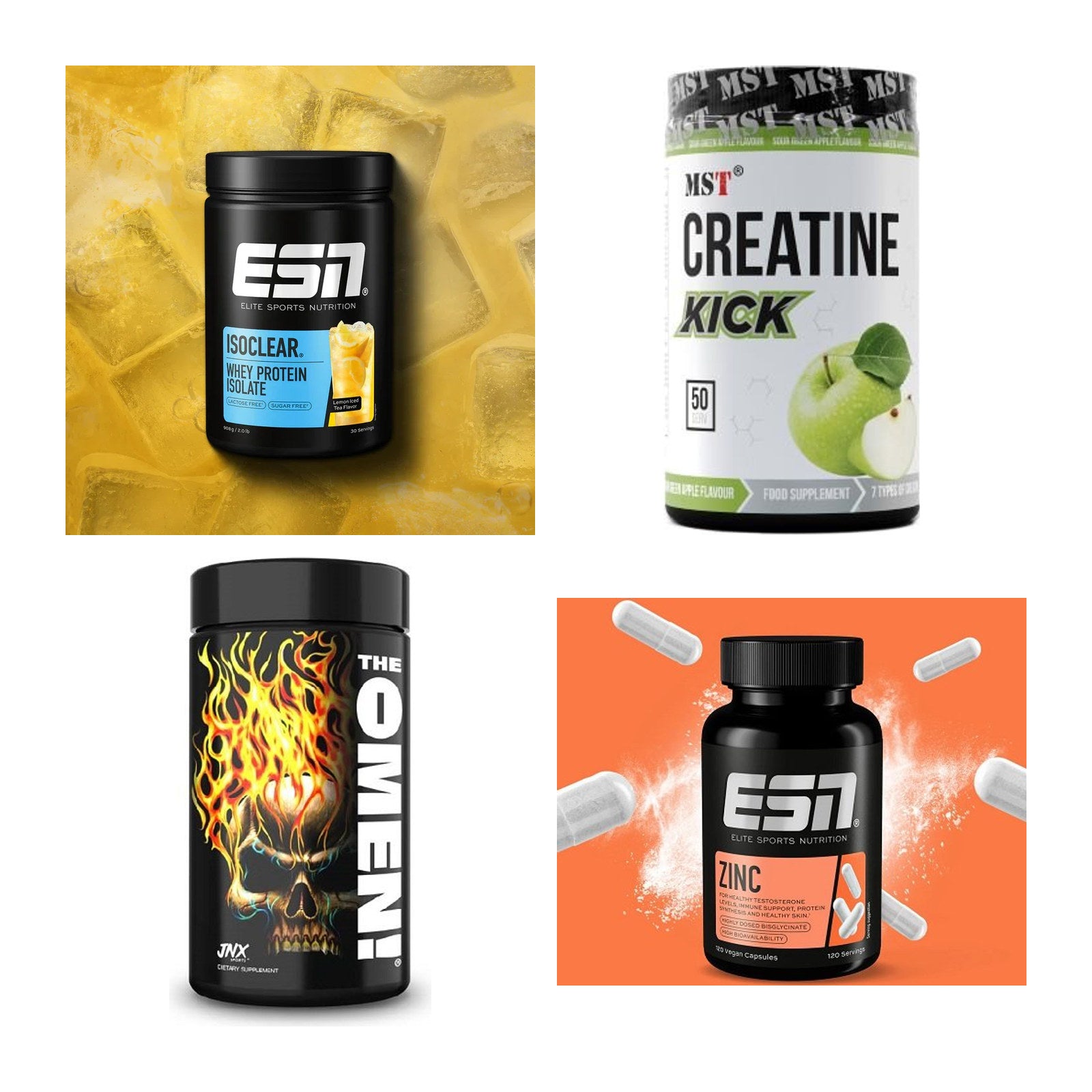 Wettkampfvorbereitung: ESN ISOCLEAR + MST Creatine + 2 weitere – alle enthaltenen Artikel