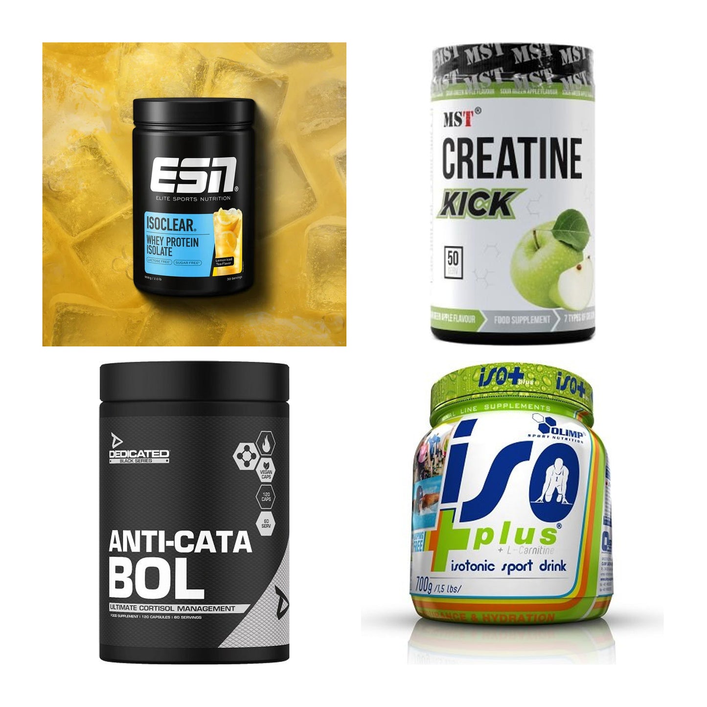 Wettkampfvorbereitung: ESN ISOCLEAR + MST Creatine + 2 weitere – alle enthaltenen Artikel