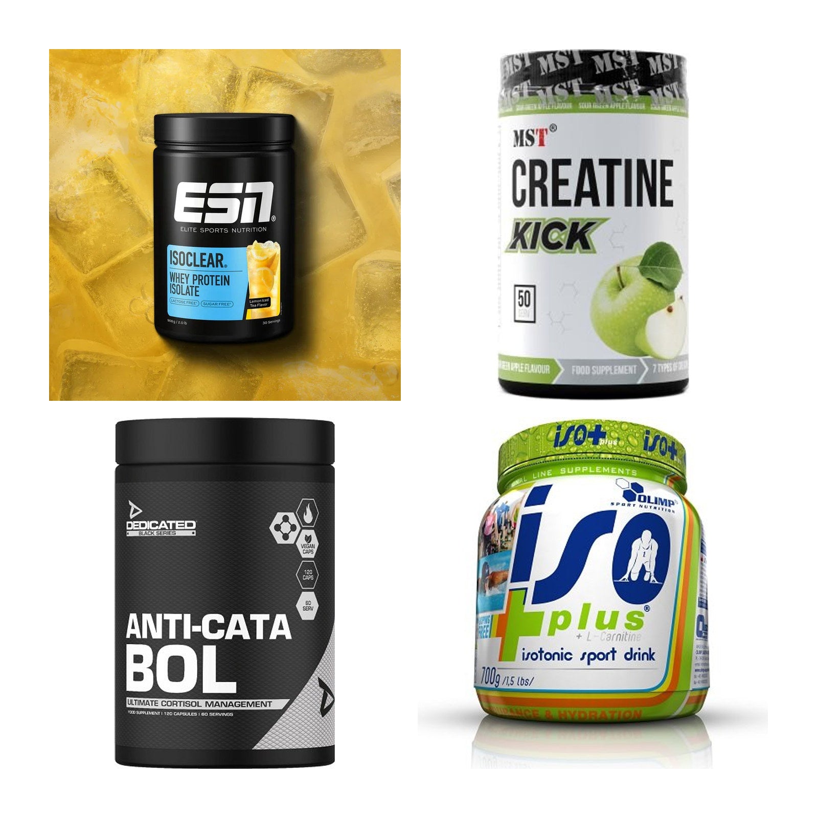 Wettkampfvorbereitung: ESN ISOCLEAR + MST Creatine + 2 weitere – alle enthaltenen Artikel