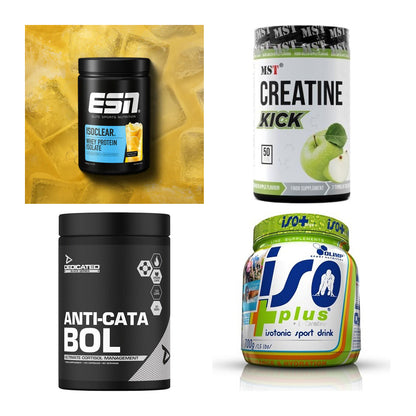 Wettkampfvorbereitung: ESN ISOCLEAR + MST Creatine + 2 weitere – alle enthaltenen Artikel