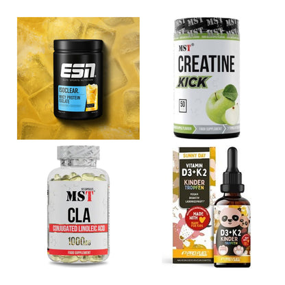 Wettkampfvorbereitung: ESN ISOCLEAR + MST Creatine + 2 weitere – alle enthaltenen Artikel