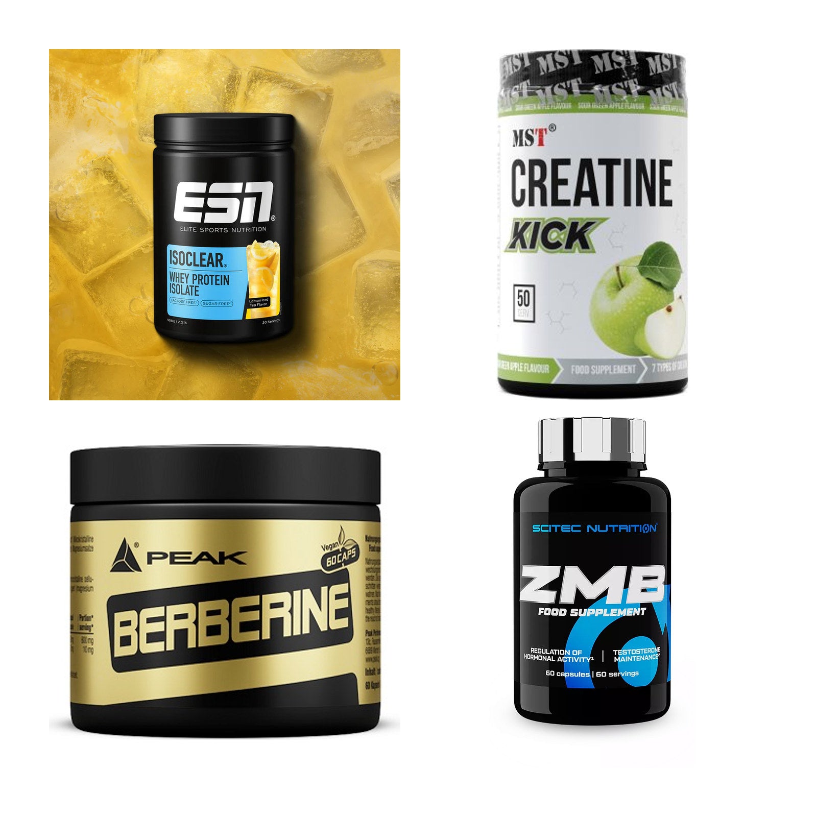 Wettkampfvorbereitung: ESN ISOCLEAR + MST Creatine + 2 weitere – alle enthaltenen Artikel