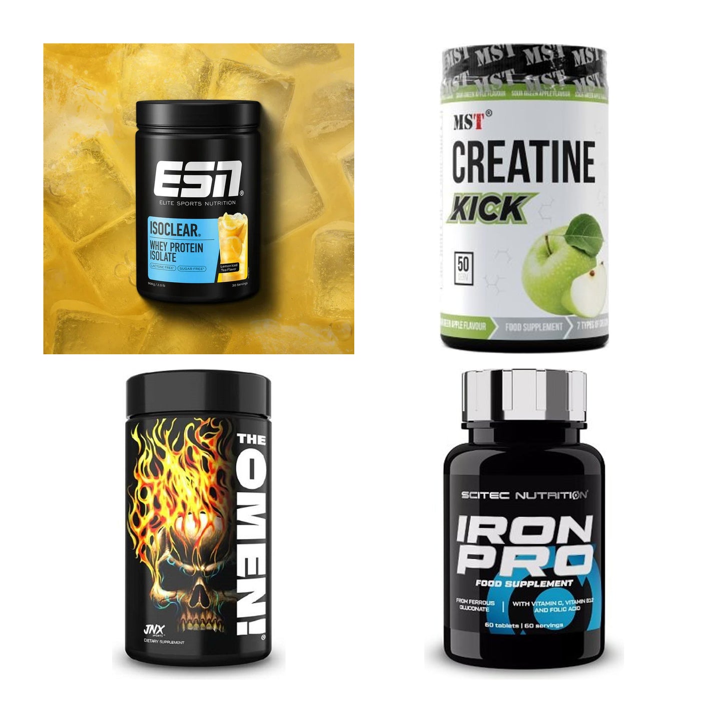 Wettkampfvorbereitung: ESN ISOCLEAR + MST Creatine + 2 weitere – alle enthaltenen Artikel