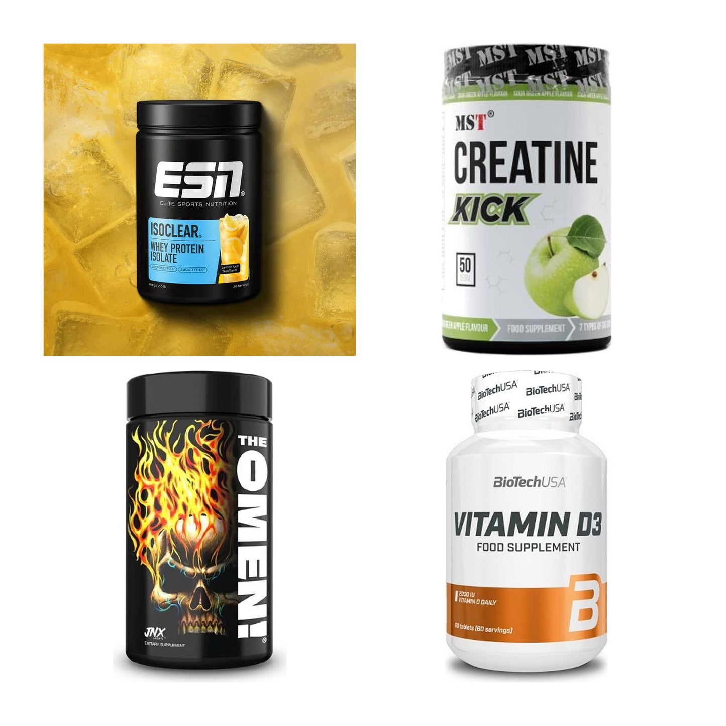 Wettkampfvorbereitung: ESN ISOCLEAR + MST Creatine + 2 weitere – alle enthaltenen Artikel