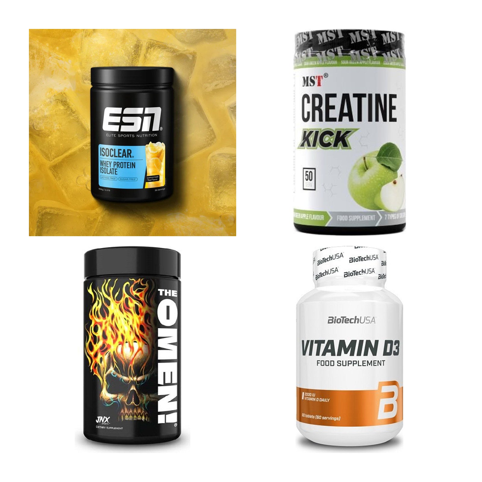Wettkampfvorbereitung: ESN ISOCLEAR + MST Creatine + 2 weitere – alle enthaltenen Artikel