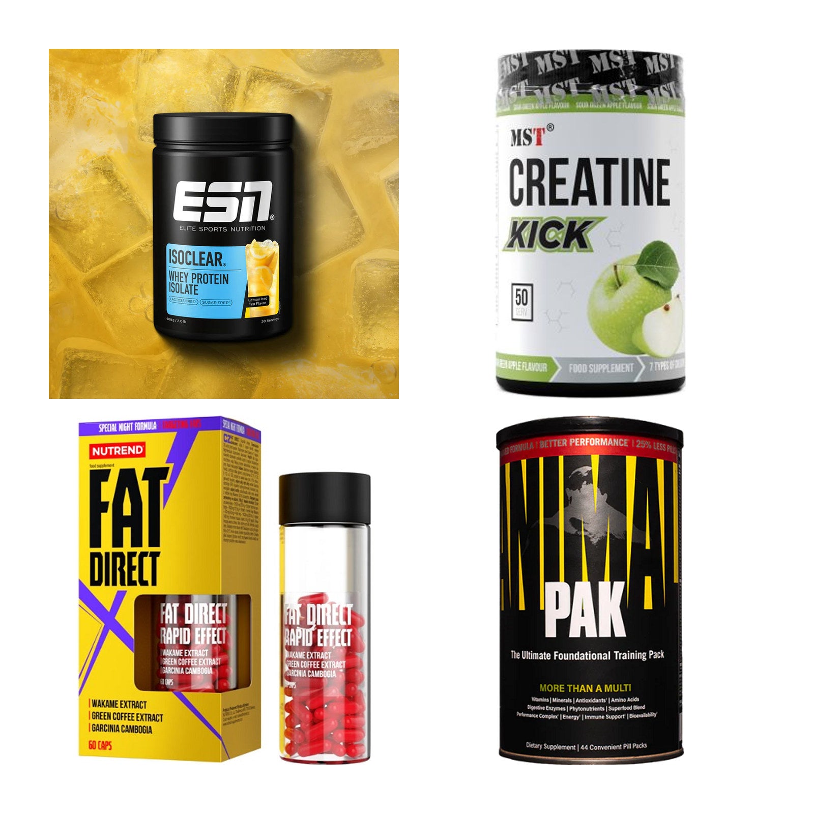 Wettkampfvorbereitung: ESN ISOCLEAR + MST Creatine + 2 weitere – alle enthaltenen Artikel