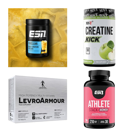 Wettkampfvorbereitung: ESN ISOCLEAR + MST Creatine + 2 weitere – alle enthaltenen Artikel
