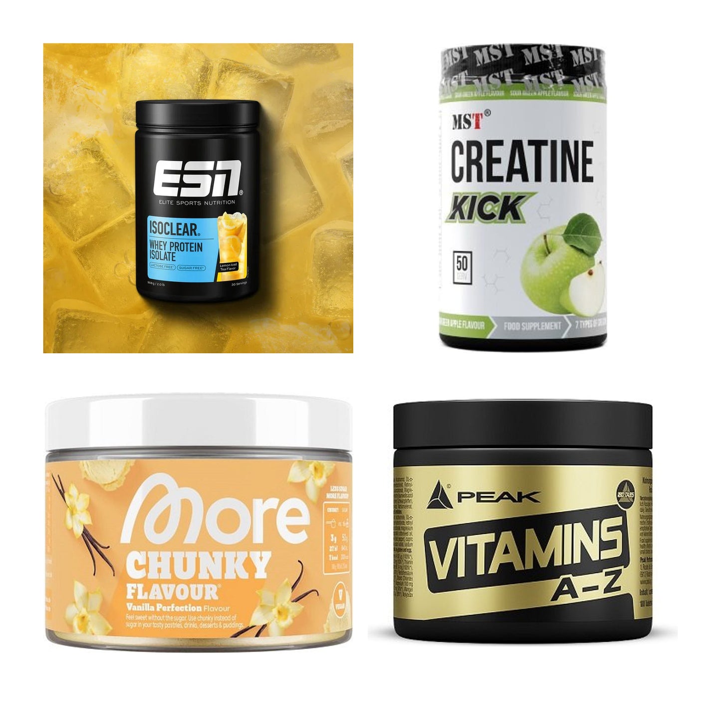 Wettkampfvorbereitung: ESN ISOCLEAR + MST Creatine + 2 weitere – alle enthaltenen Artikel
