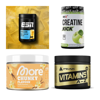 Wettkampfvorbereitung: ESN ISOCLEAR + MST Creatine + 2 weitere – alle enthaltenen Artikel