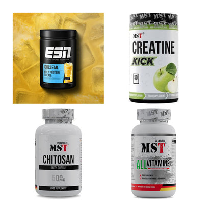 Wettkampfvorbereitung: ESN ISOCLEAR + MST Creatine + 2 weitere – alle enthaltenen Artikel