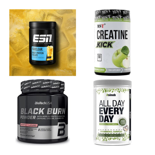 Wettkampfvorbereitung: ESN ISOCLEAR + MST Creatine + 2 weitere – alle enthaltenen Artikel