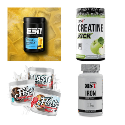 Wettkampfvorbereitung: ESN ISOCLEAR + MST Creatine + 2 weitere – alle enthaltenen Artikel