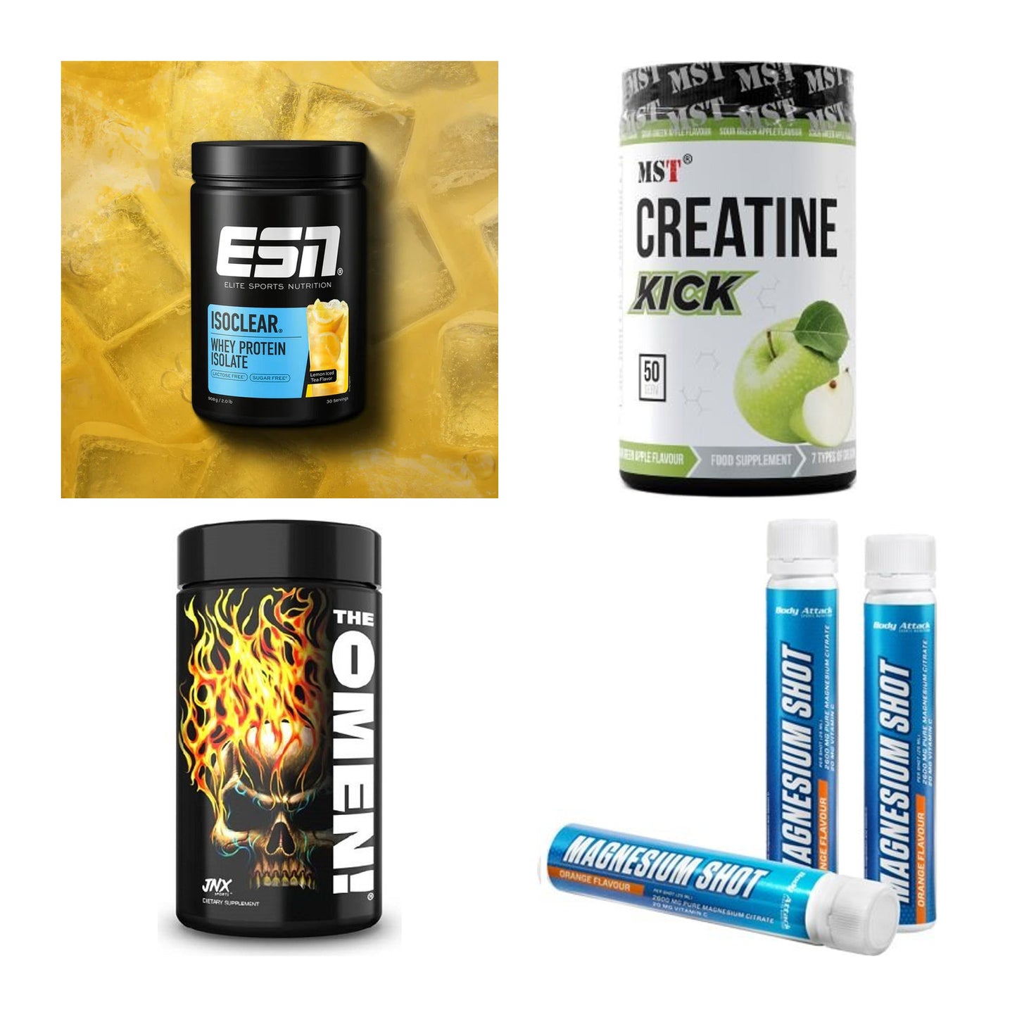 Wettkampfvorbereitung: ESN ISOCLEAR + MST Creatine + 2 weitere – alle enthaltenen Artikel