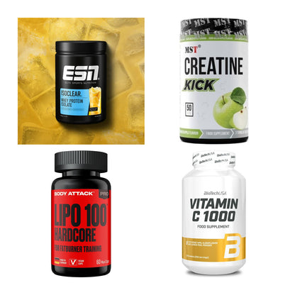 Wettkampfvorbereitung: ESN ISOCLEAR + MST Creatine + 2 weitere – alle enthaltenen Artikel