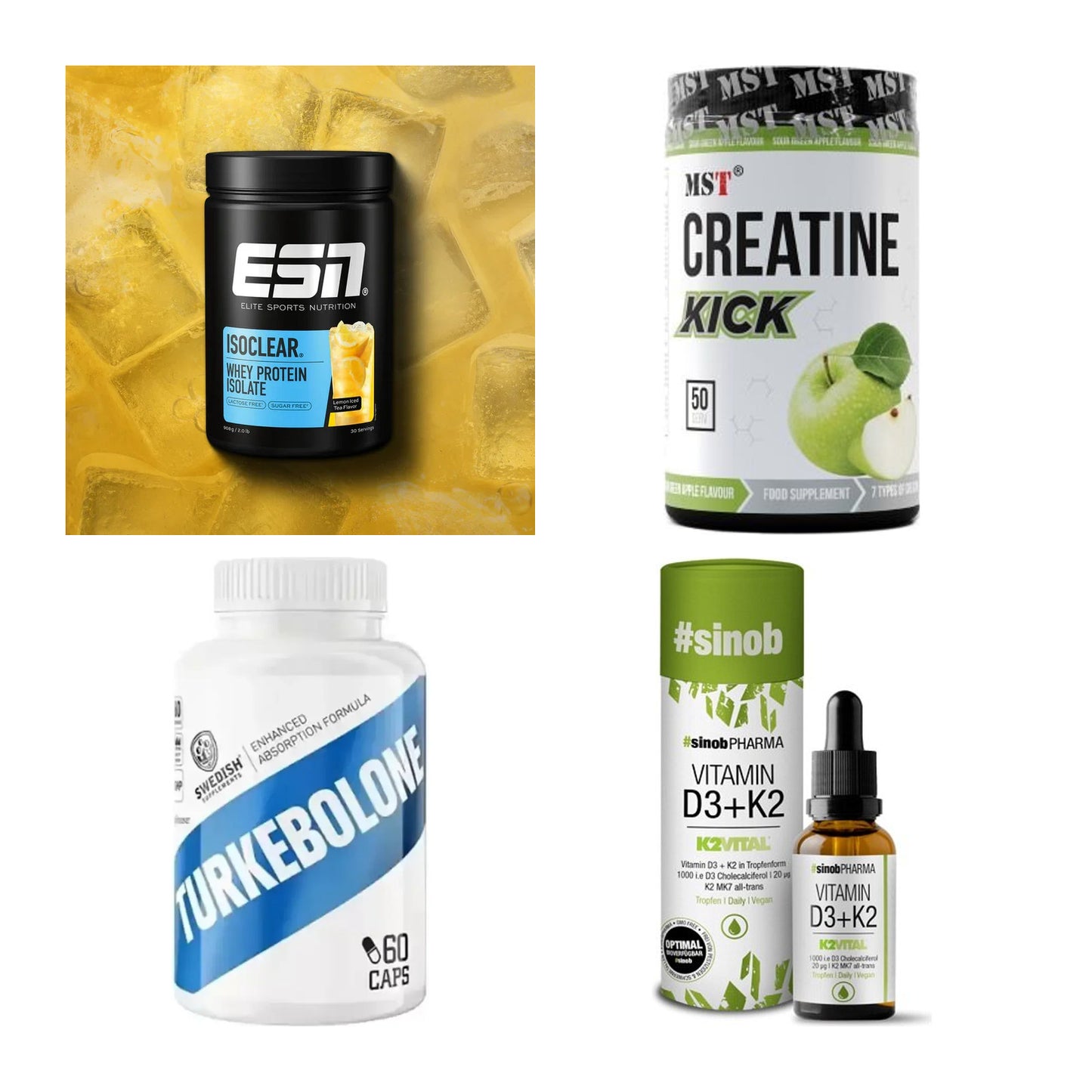 Wettkampfvorbereitung: ESN ISOCLEAR + MST Creatine + 2 weitere – alle enthaltenen Artikel