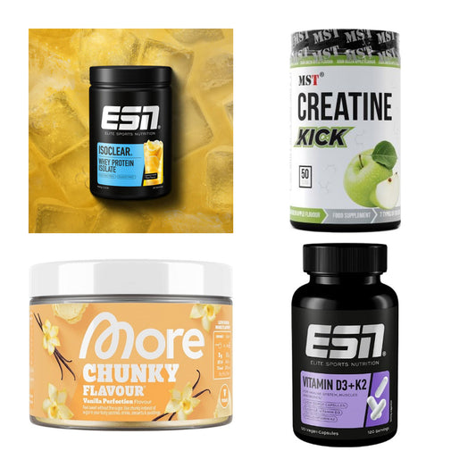 Wettkampfvorbereitung: ESN ISOCLEAR + MST Creatine + 2 weitere – alle enthaltenen Artikel