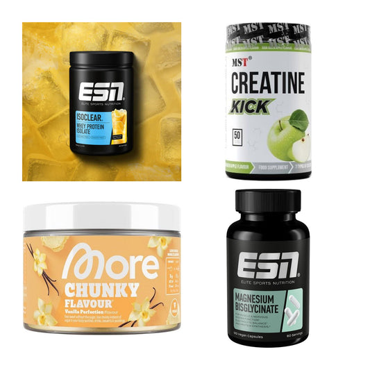 Wettkampfvorbereitung: ESN ISOCLEAR + MST Creatine + 2 weitere – alle enthaltenen Artikel
