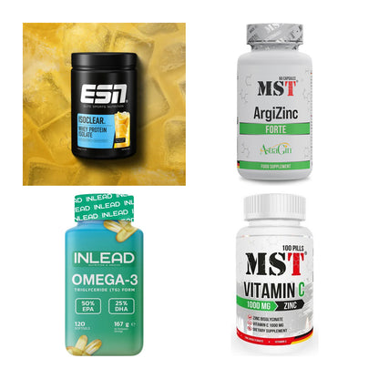 Wettkampfvorbereitung: ESN ISOCLEAR + MST ArgiZinc + 2 weitere – alle enthaltenen Artikel