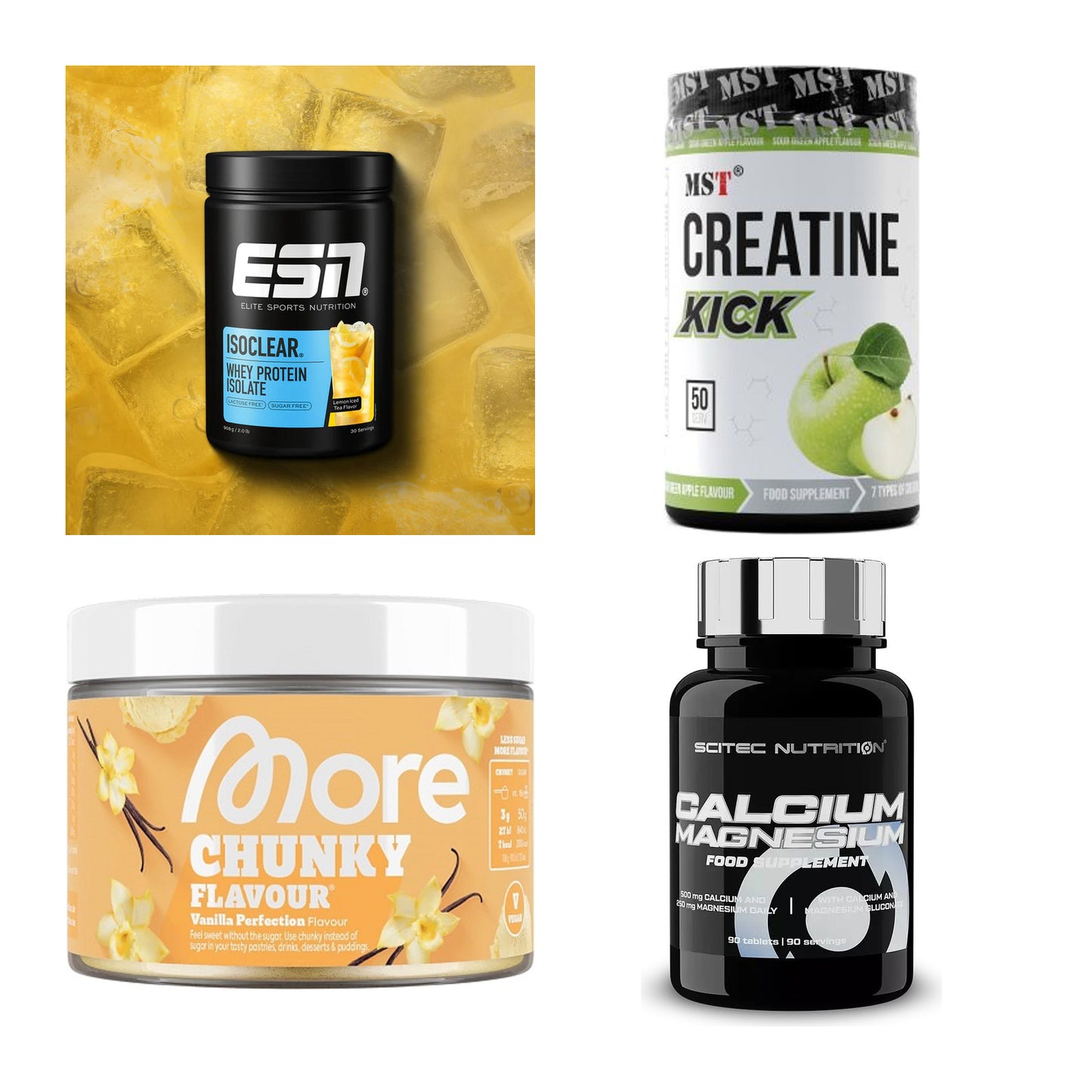 Wettkampfvorbereitung: ESN ISOCLEAR + MST Creatine + 2 weitere – alle enthaltenen Artikel