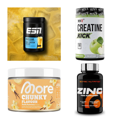 Wettkampfvorbereitung: ESN ISOCLEAR + MST Creatine + 2 weitere – alle enthaltenen Artikel