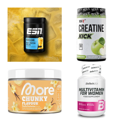 Wettkampfvorbereitung: ESN ISOCLEAR + MST Creatine + 2 weitere – alle enthaltenen Artikel
