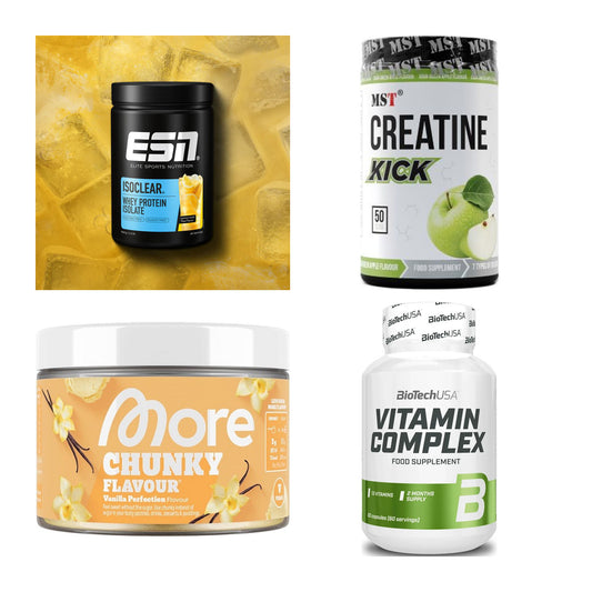 Wettkampfvorbereitung: ESN ISOCLEAR + MST Creatine + 2 weitere – alle enthaltenen Artikel
