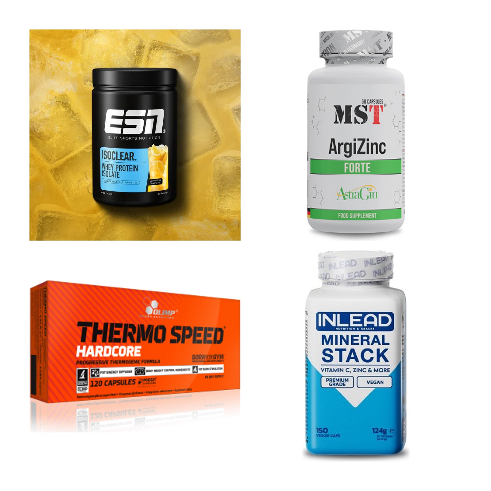 Wettkampfvorbereitung: ESN ISOCLEAR + MST ArgiZinc + 2 weitere – alle enthaltenen Artikel