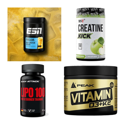 Wettkampfvorbereitung: ESN ISOCLEAR + MST Creatine + 2 weitere – alle enthaltenen Artikel
