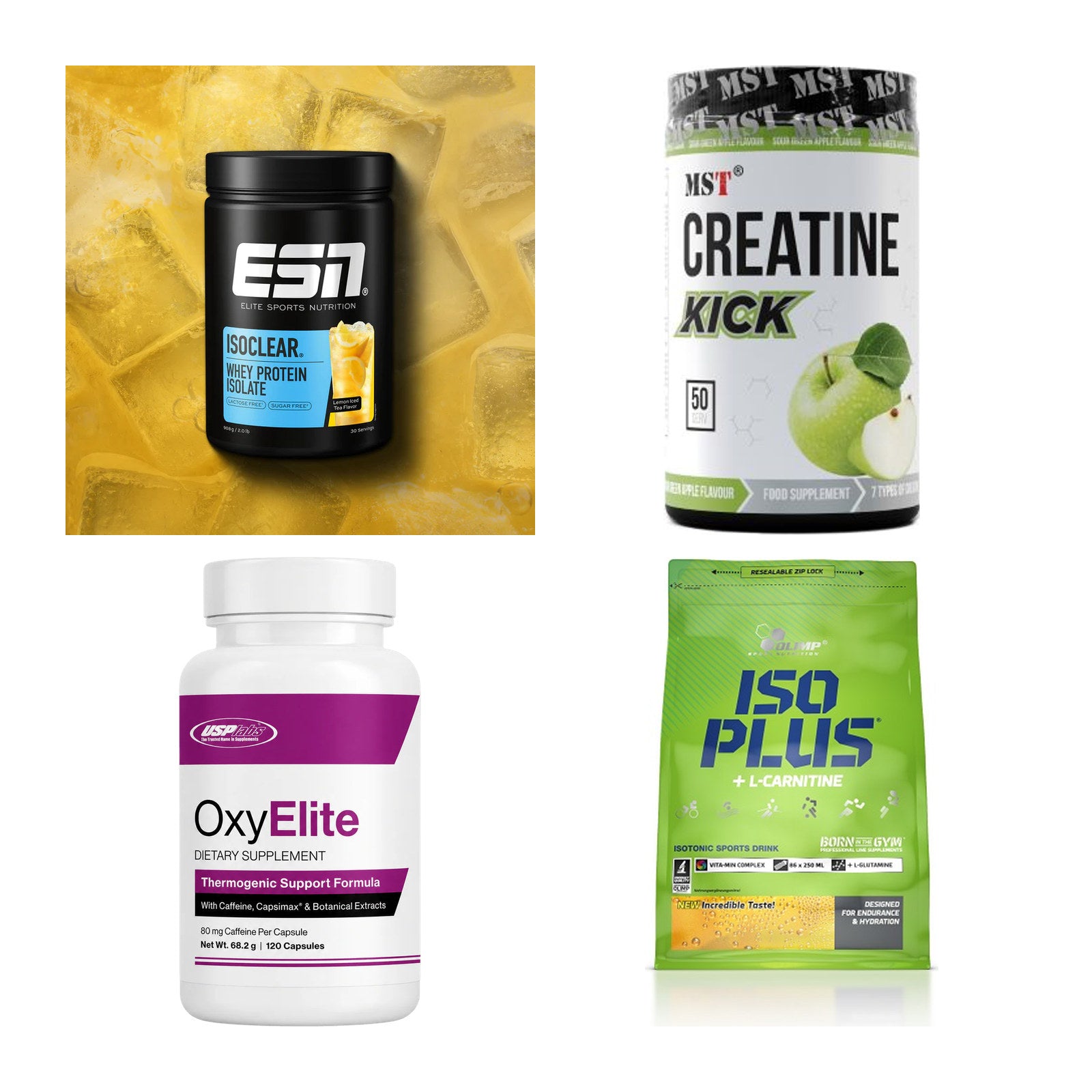 Wettkampfvorbereitung: ESN ISOCLEAR + MST Creatine + 2 weitere – alle enthaltenen Artikel