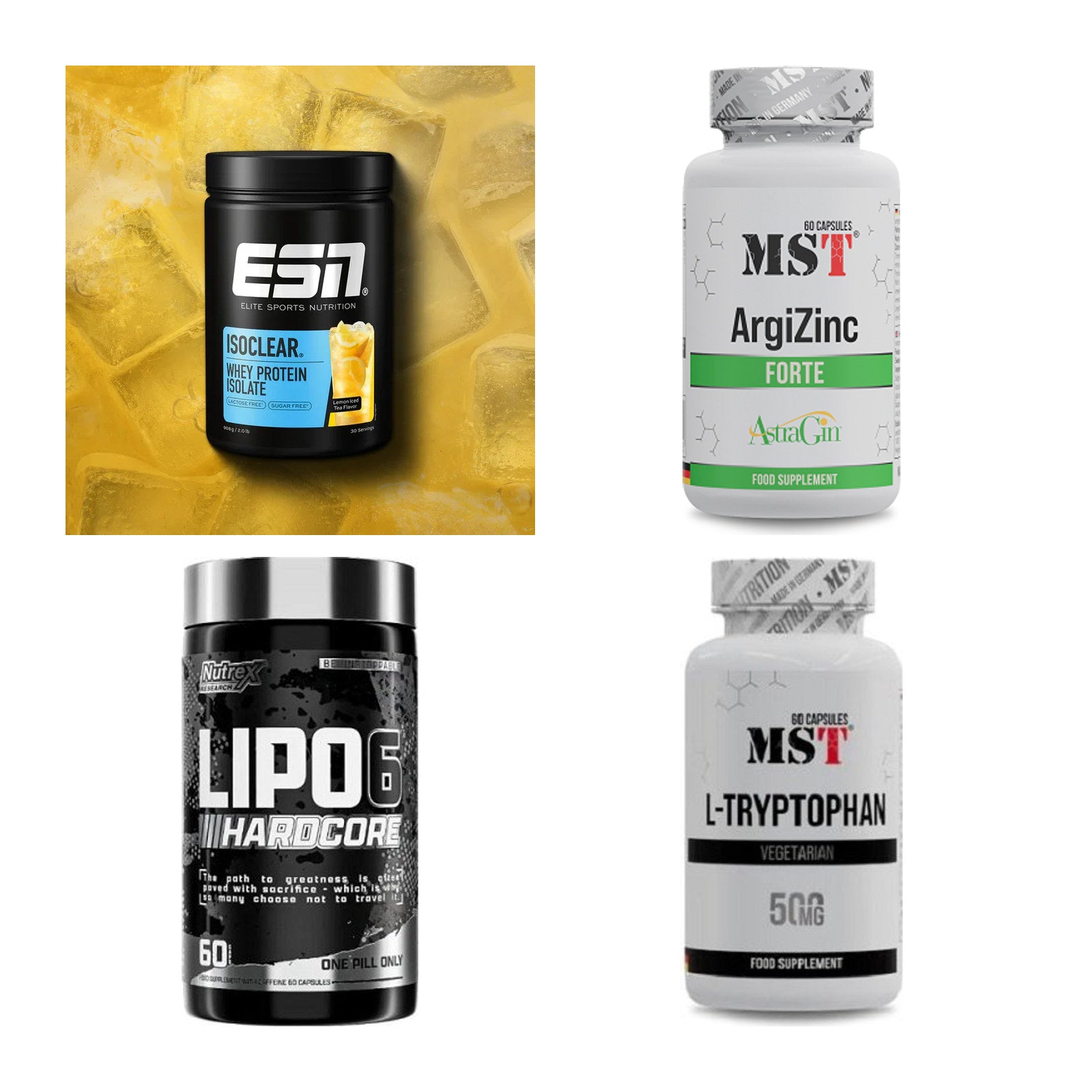 Wettkampfvorbereitung: ESN ISOCLEAR + MST ArgiZinc + 2 weitere – alle enthaltenen Artikel