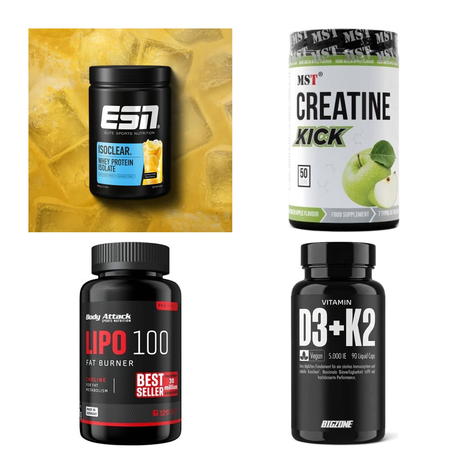 Wettkampfvorbereitung: ESN ISOCLEAR + MST Creatine + 2 weitere – alle enthaltenen Artikel
