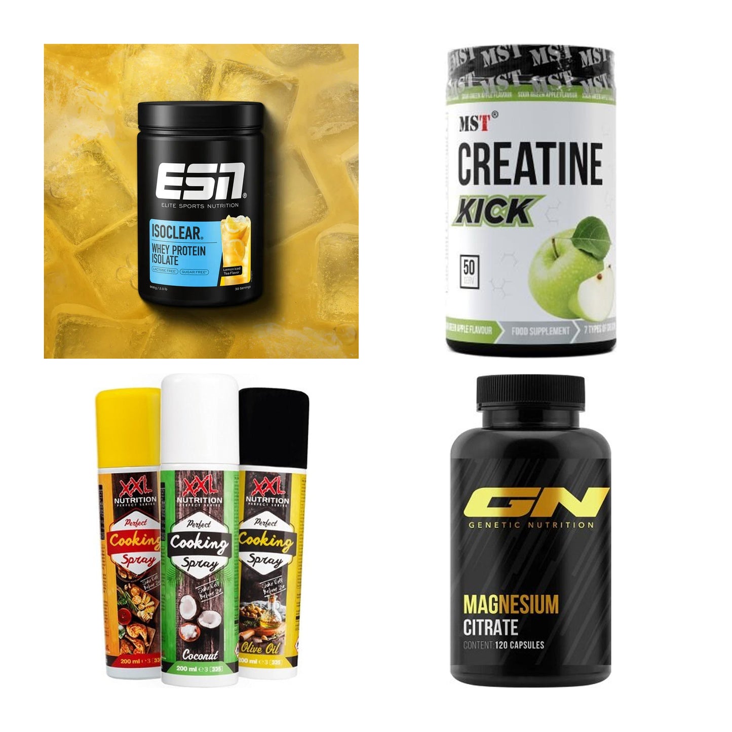 Wettkampfvorbereitung: ESN ISOCLEAR + MST Creatine + 2 weitere – alle enthaltenen Artikel