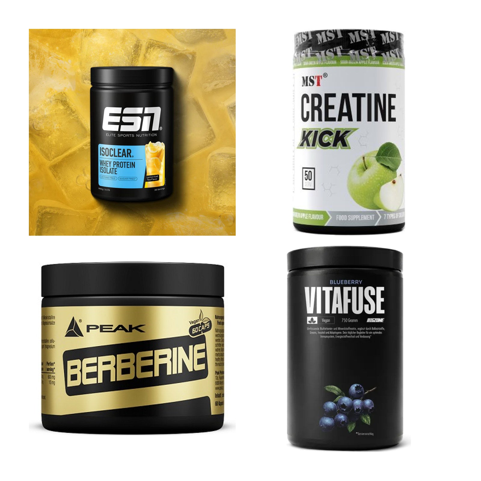 Wettkampfvorbereitung: ESN ISOCLEAR + MST Creatine + 2 weitere – alle enthaltenen Artikel