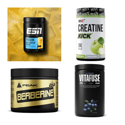Wettkampfvorbereitung: ESN ISOCLEAR + MST Creatine + 2 weitere – alle enthaltenen Artikel