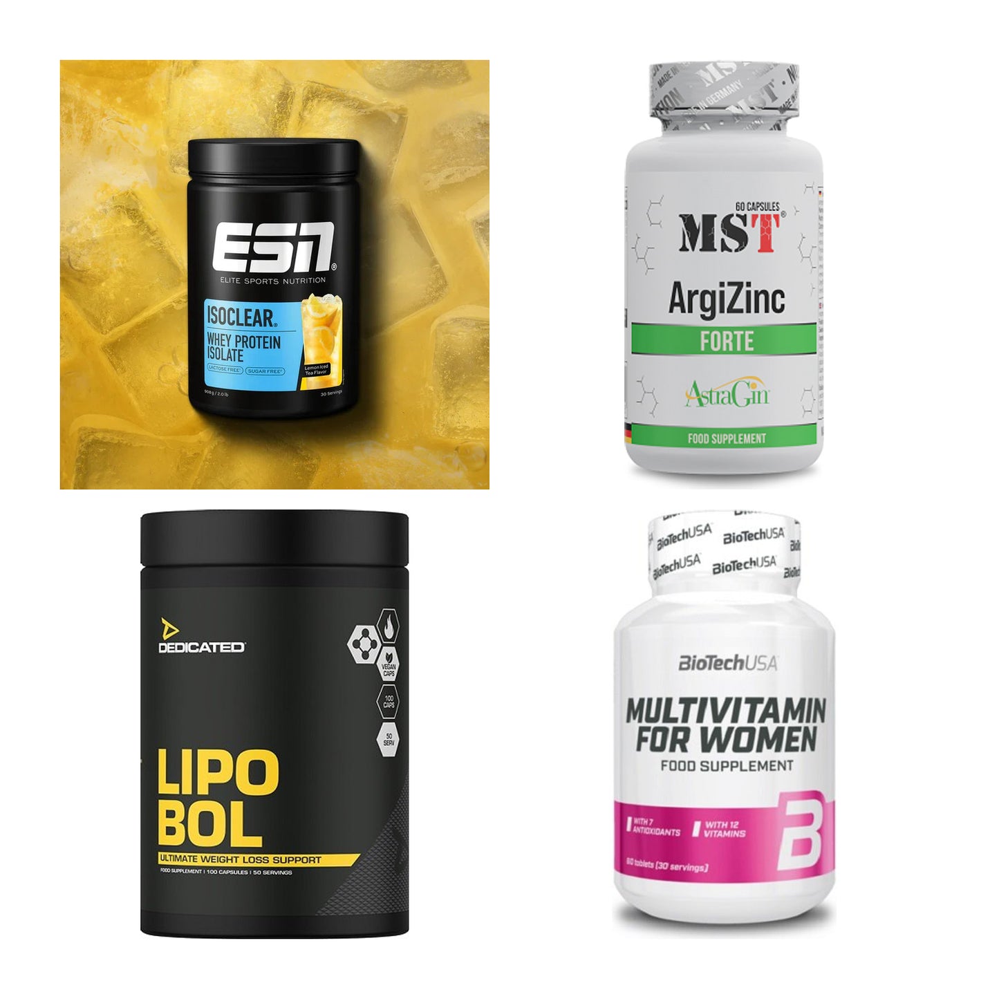 Wettkampfvorbereitung: ESN ISOCLEAR + MST ArgiZinc + 2 weitere – alle enthaltenen Artikel