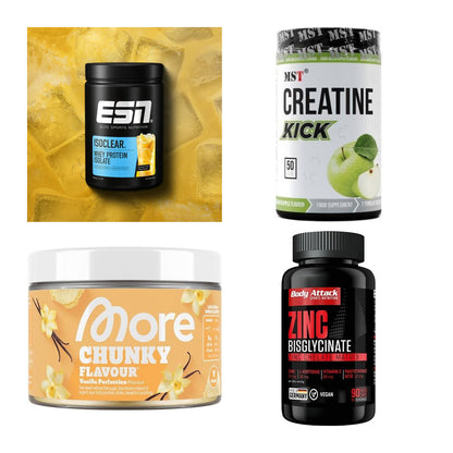 Wettkampfvorbereitung: ESN ISOCLEAR + MST Creatine + 2 weitere – alle enthaltenen Artikel