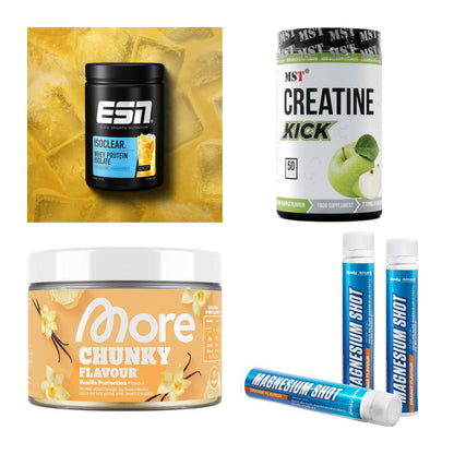 Wettkampfvorbereitung: ESN ISOCLEAR + MST Creatine + 2 weitere – alle enthaltenen Artikel