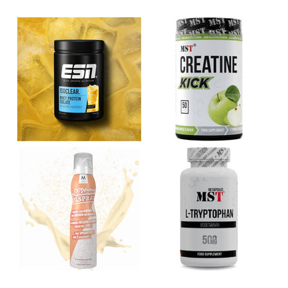 Wettkampfvorbereitung: ESN ISOCLEAR + MST Creatine + 2 weitere – alle enthaltenen Artikel