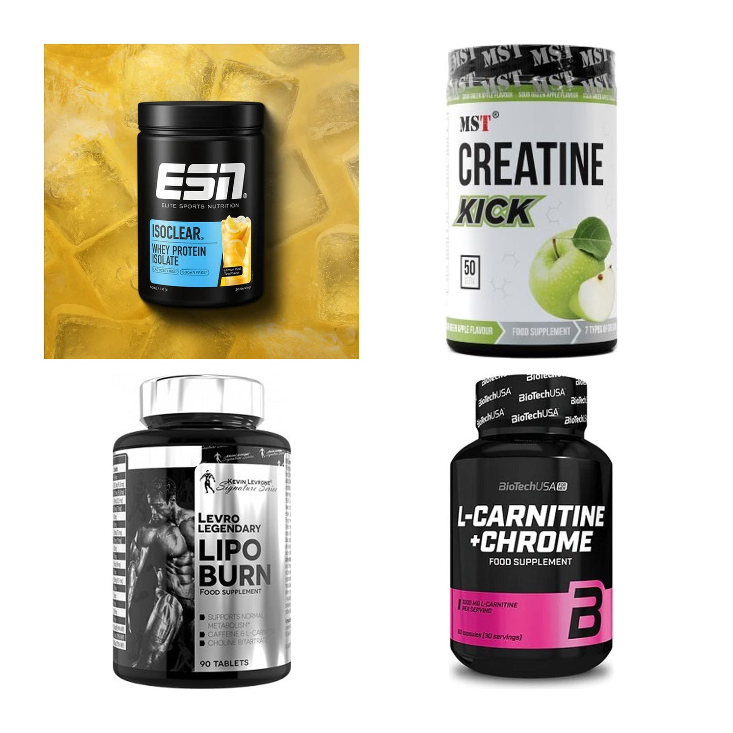 Wettkampfvorbereitung: ESN ISOCLEAR + MST Creatine + 2 weitere – alle enthaltenen Artikel