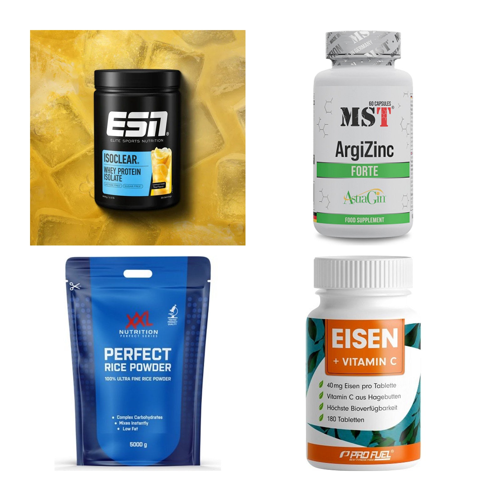 Wettkampfvorbereitung: ESN ISOCLEAR + MST ArgiZinc + 2 weitere – alle enthaltenen Artikel