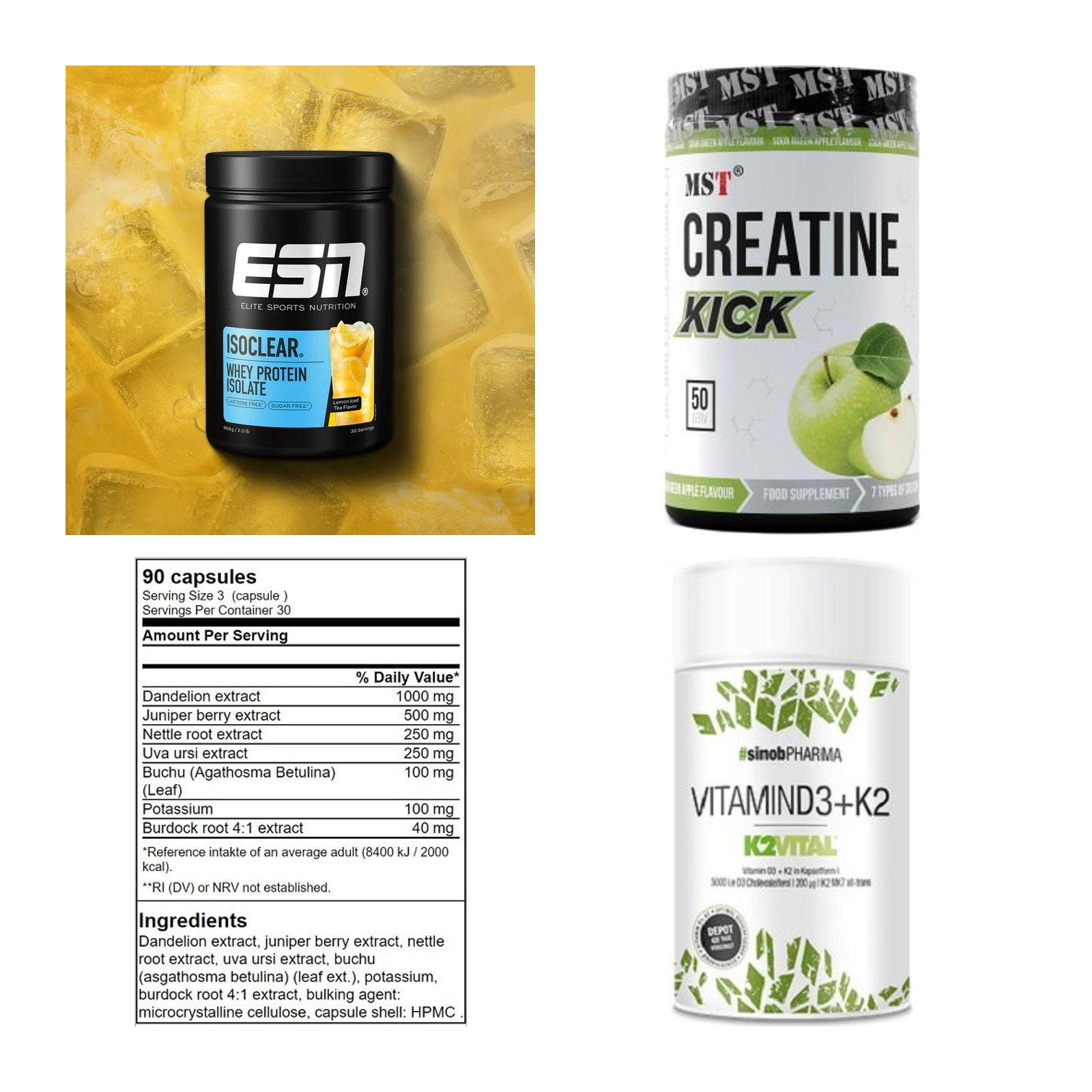 Wettkampfvorbereitung: ESN ISOCLEAR + MST Creatine + 2 weitere – alle enthaltenen Artikel