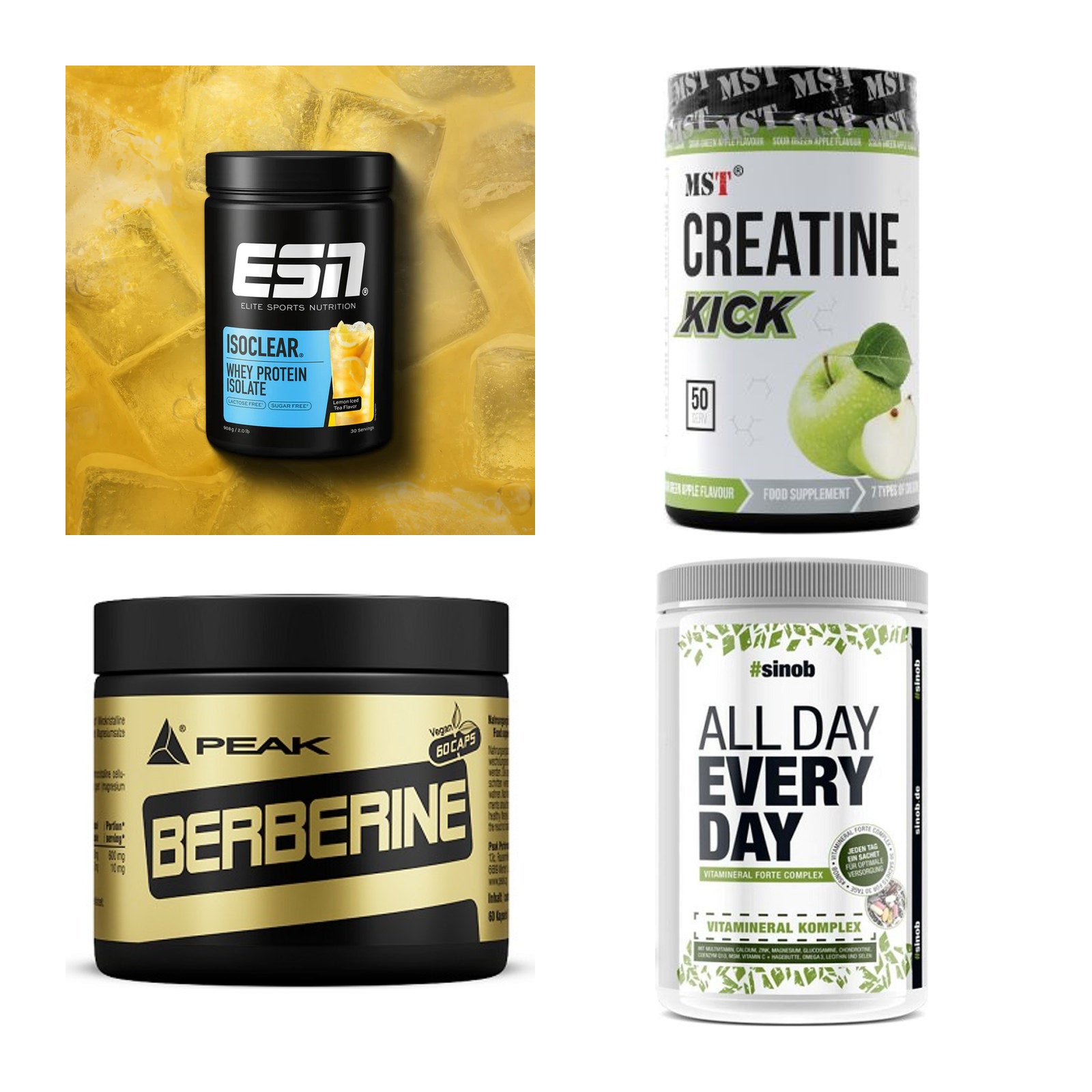 Wettkampfvorbereitung: ESN ISOCLEAR + MST Creatine + 2 weitere – alle enthaltenen Artikel