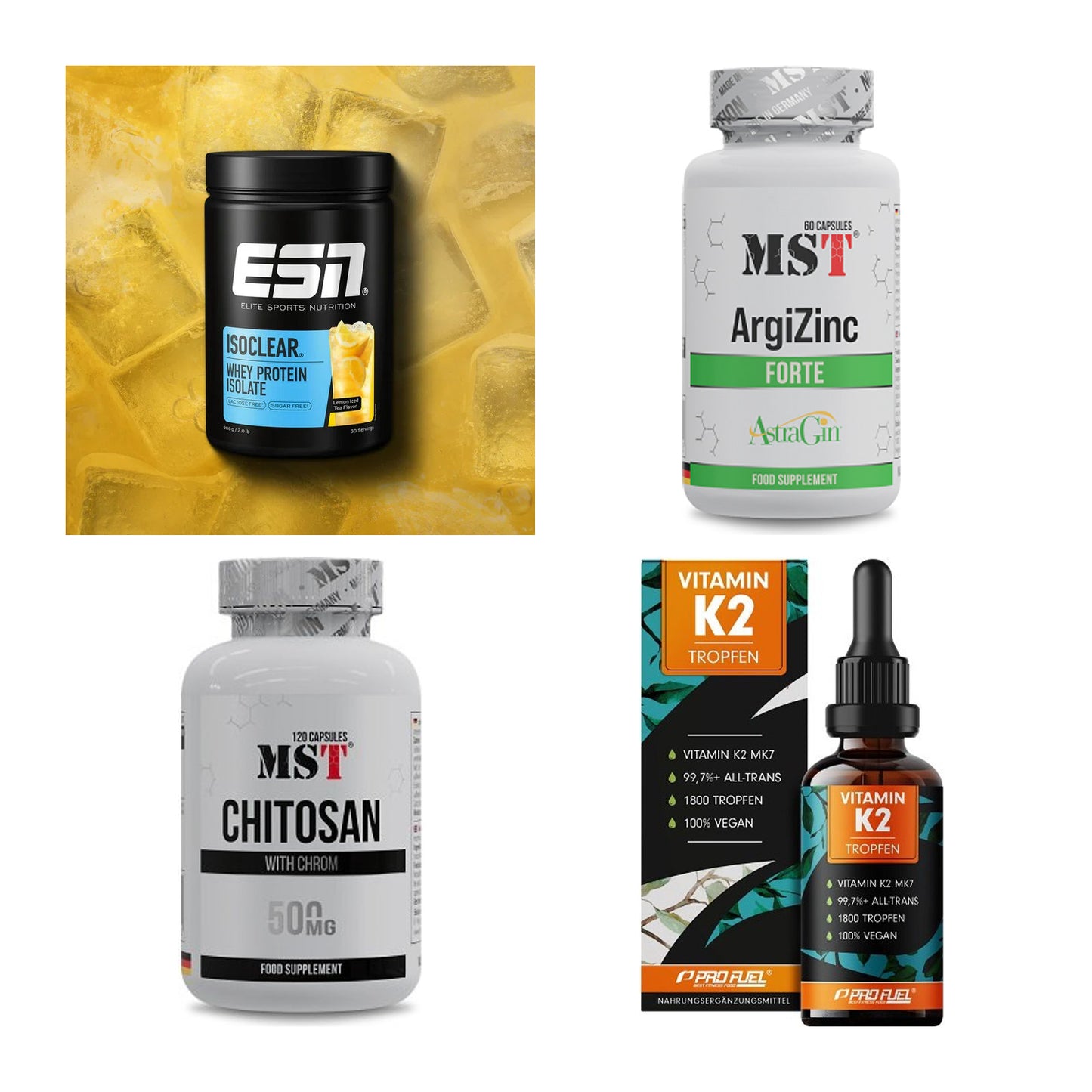 Wettkampfvorbereitung: ESN ISOCLEAR + MST ArgiZinc + 2 weitere – alle enthaltenen Artikel
