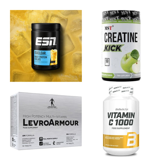 Wettkampfvorbereitung: ESN ISOCLEAR + MST Creatine + 2 weitere – alle enthaltenen Artikel